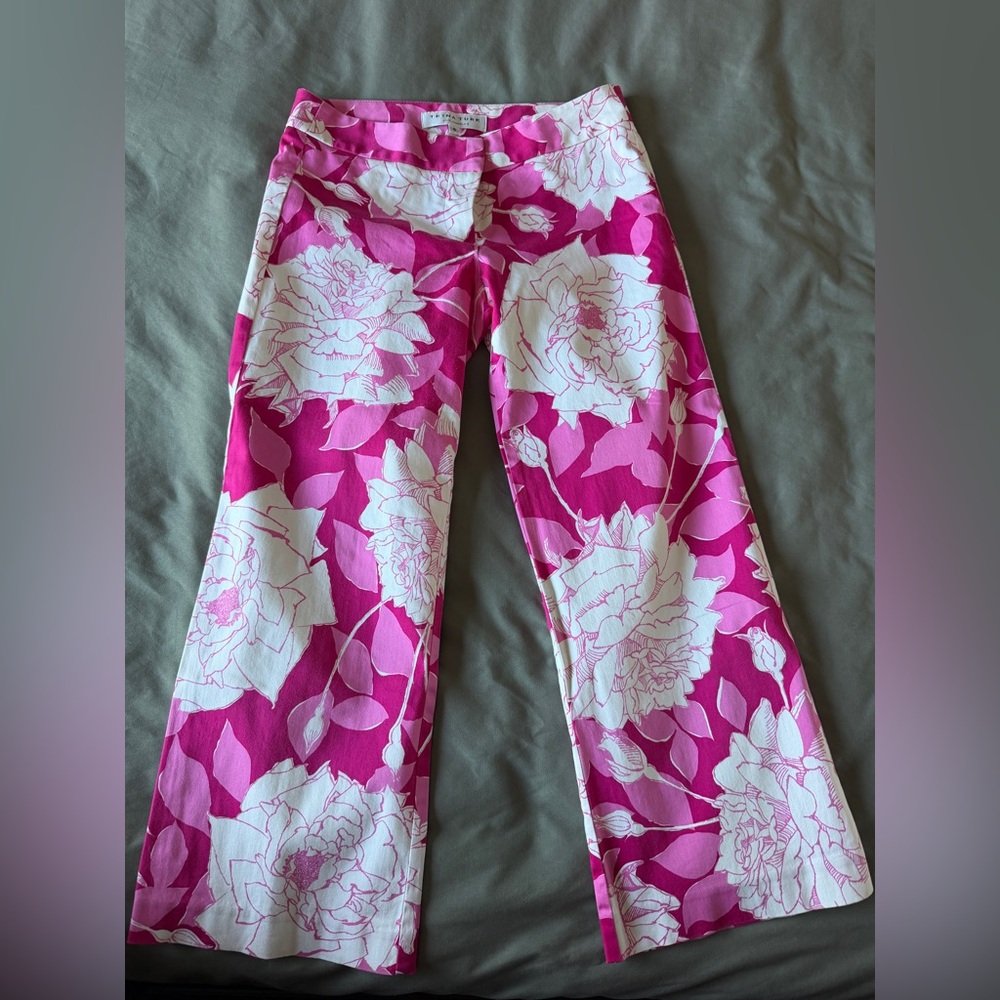 Trina Turk Hot Pink and White Floral Pants - Excellent Condition!